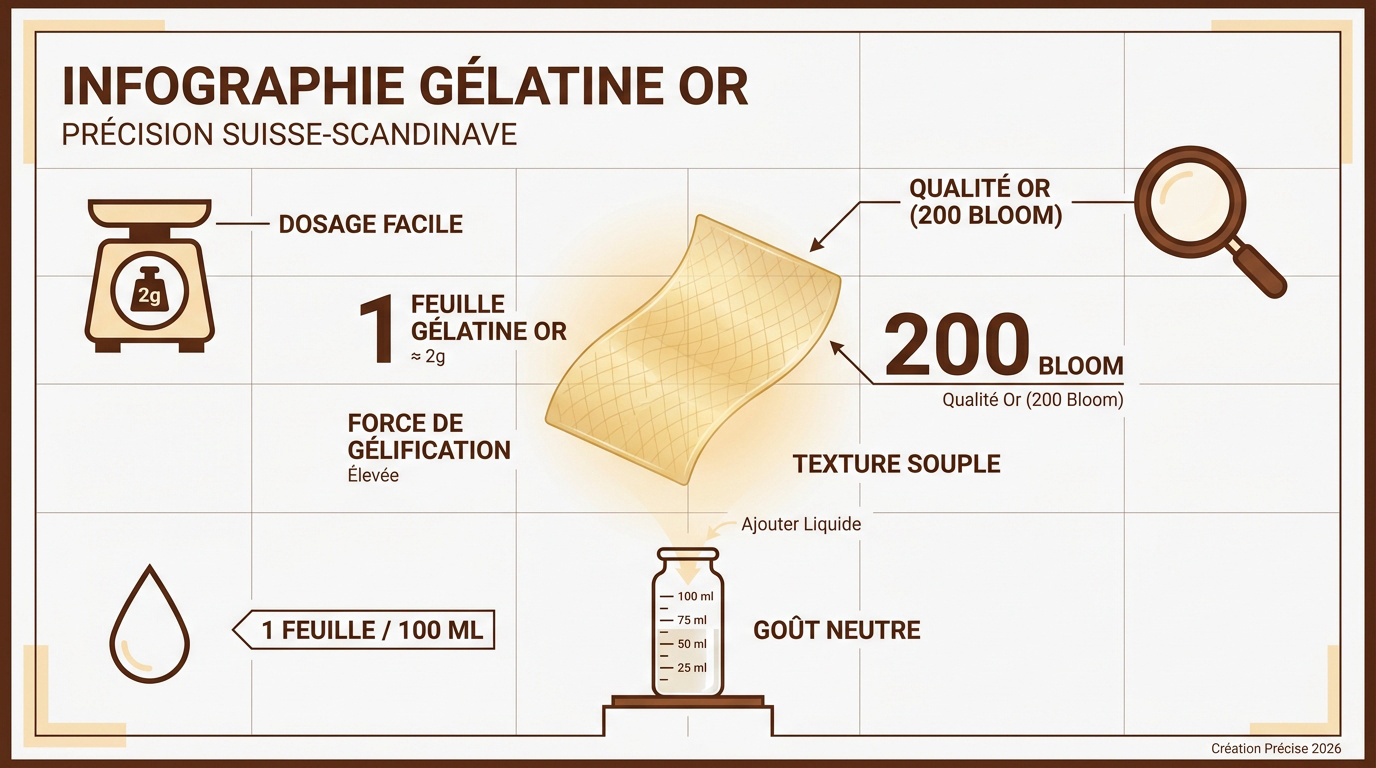 Infographie gélatine or qualité et dosage