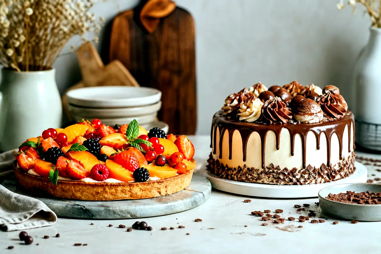 Tarte aux fruits et gâteau artisanal pour recettes de pâtisserie maison