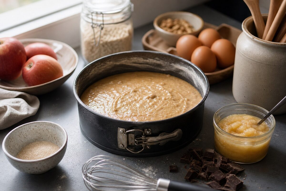Préparation de gâteau maison avec alternatives pour réduire le sucre