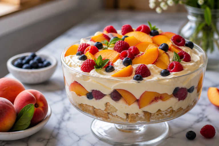 dessert aux fruits colorés dans une coupe en verre