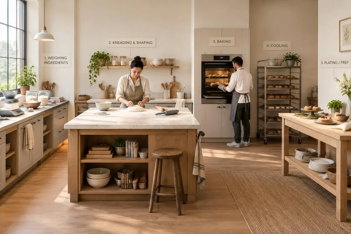 Espace pâtisserie ergonomique : 5 zones de travail