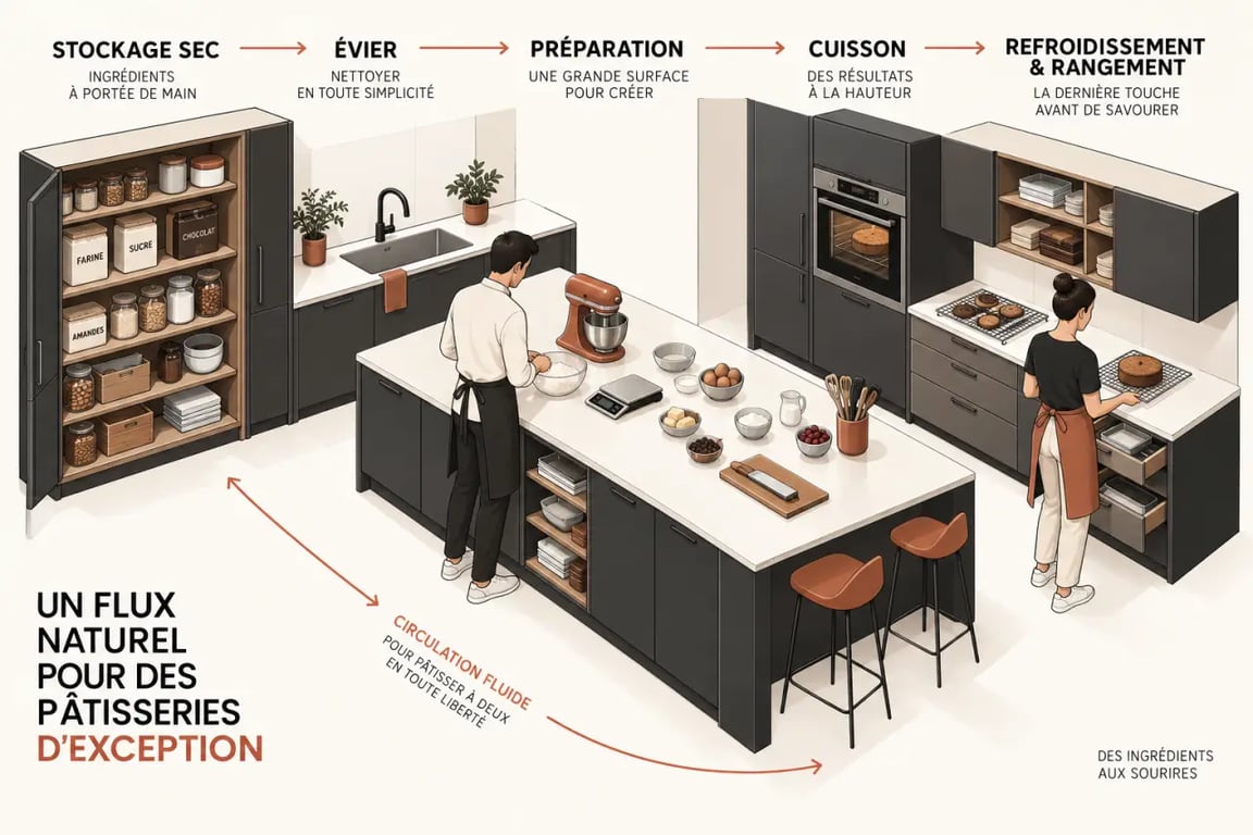 Comment aménager une cuisine fonctionnelle pour pâtisser comme un chef avec des zones de travail bien organisées