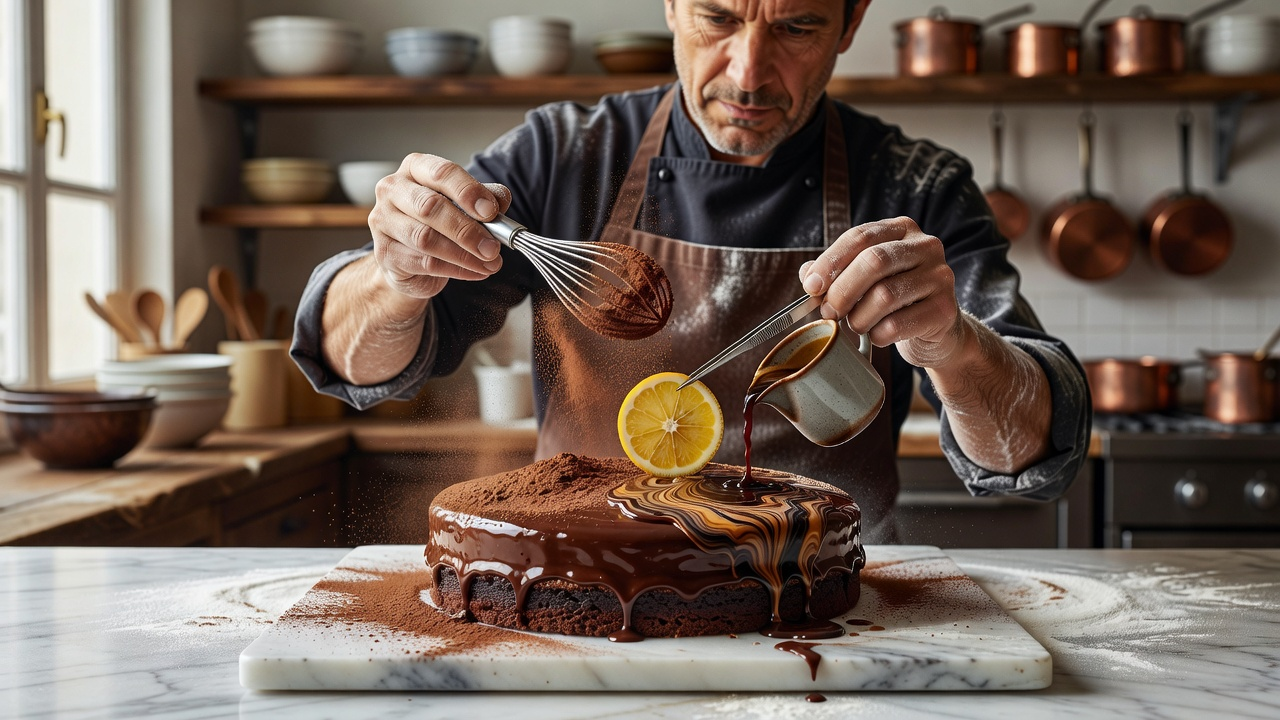 Part de gâteau trop sucré servie avec crème neutre et fruits acides pour rétablir l'équilibre
