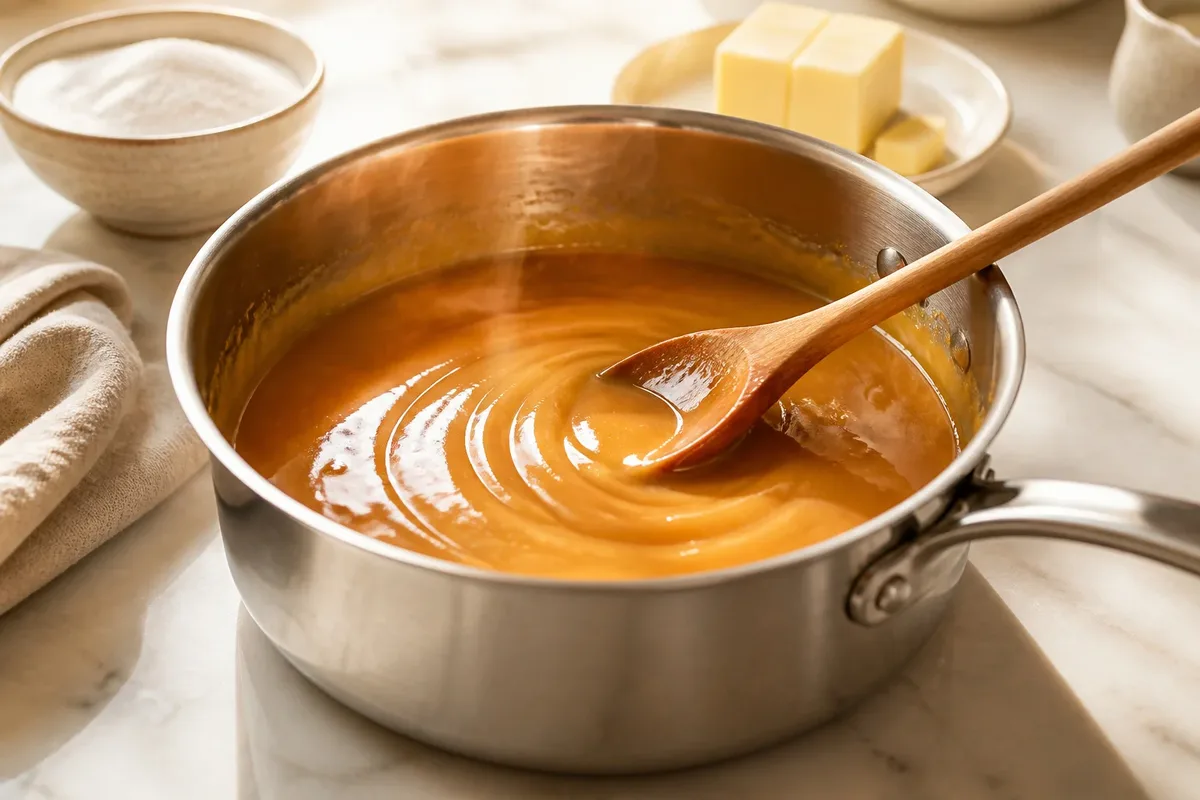 Caramel dore et onctueux en cuisson
