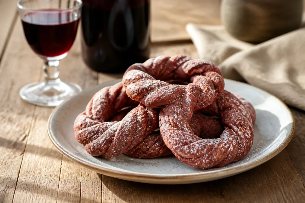 Biscuits au vin rouge et sucre glace
