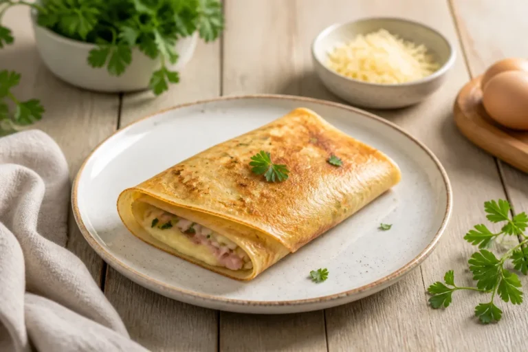 Crepe salee doree et garnie